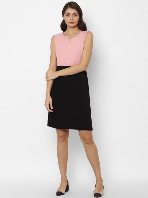 Allen Solly Woman Black & Pink Colourblocked Sheath Dress
