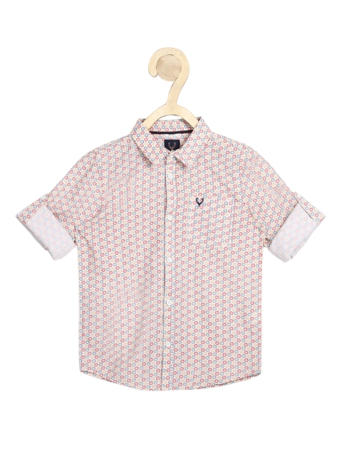 Allen Solly Junior Boys Pink Slim Fit Printed Casual Shirt