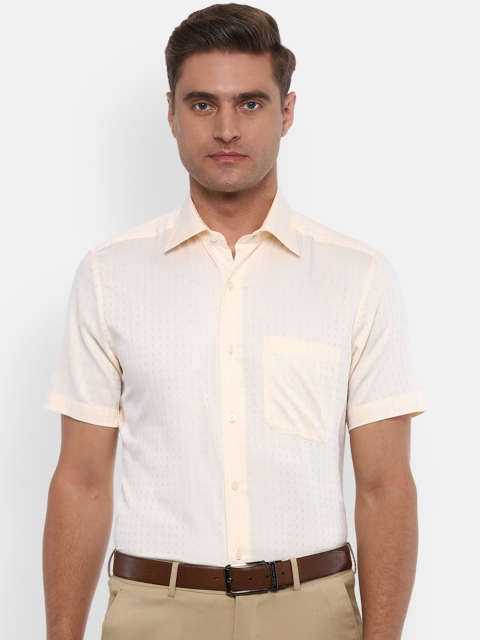 Louis Philippe Men Cream Cotton Formal Shirt