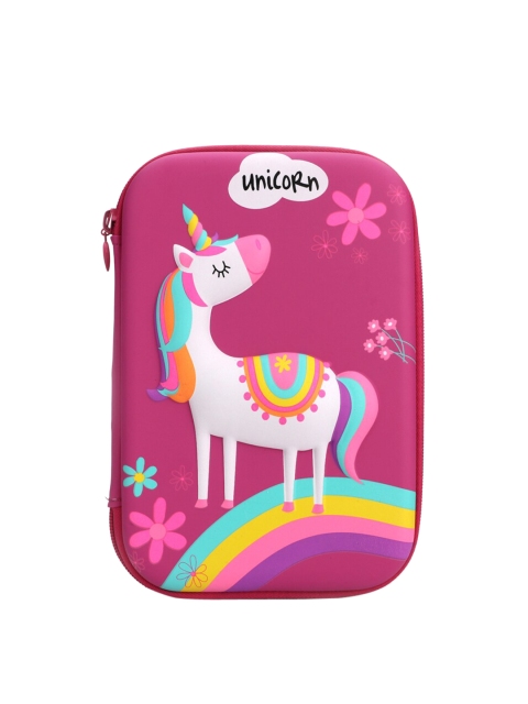 QIPS Girls Pink & White Unicorn Printed Pencil Case