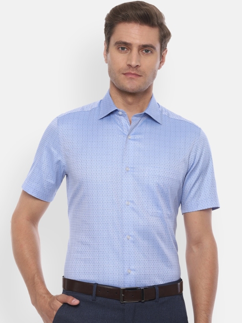 Louis Philippe Men Blue Printed Formal Shirt