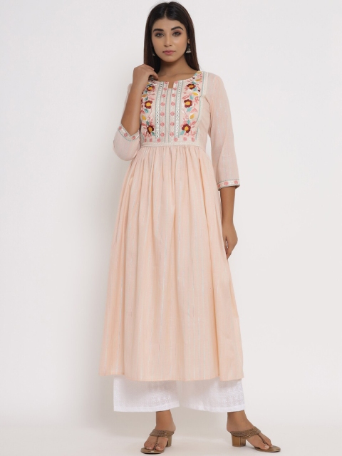 Silai Bunai Women Peach-Coloured Embroidered Pure Cotton Kurti with Palazzos & Dupatta
Silai Bunai Women Peach-Coloured Embroidered Pure Cotton Kurti with Palazzos & Dupatta