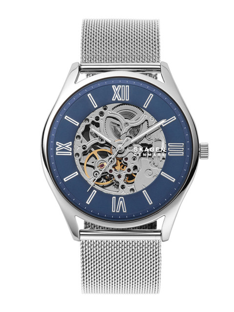 SKAGEN Men Blue Skeleton Dial & Silver Toned Stainless Steel Straps Analogue Automatic Motion Powered Watch
SKAGEN Men Blue Skeleton Dial & Silver Toned Stainless Steel Straps Analogue Automatic Motion Powered Watch