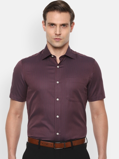 Louis Philippe Men Maroon Striped Casual Shirt