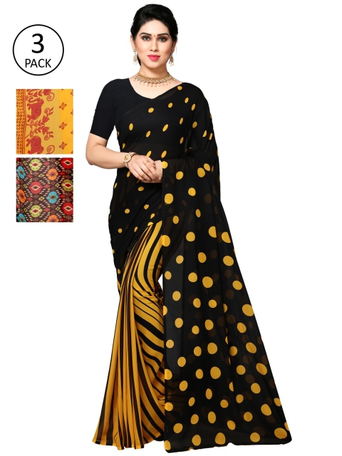 KALINI Pack Of 3 Yellow & Orange Saree