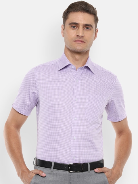 Louis Philippe Men Purple Checked Casual Shirt