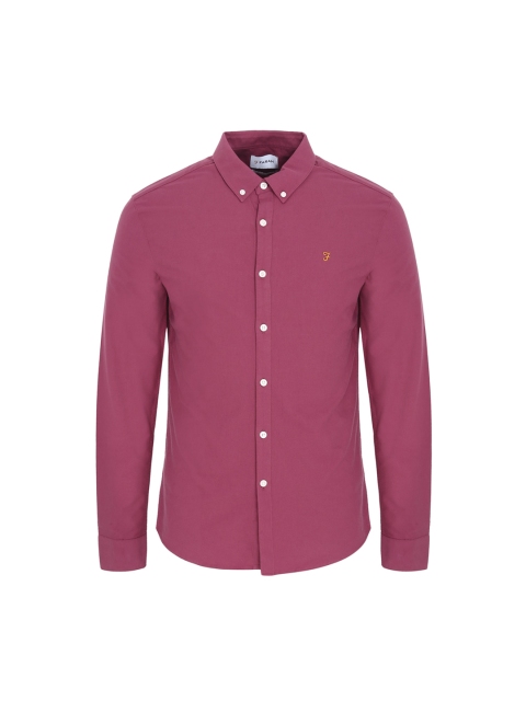 Farah Men Burgundy Solid Casual Shirt