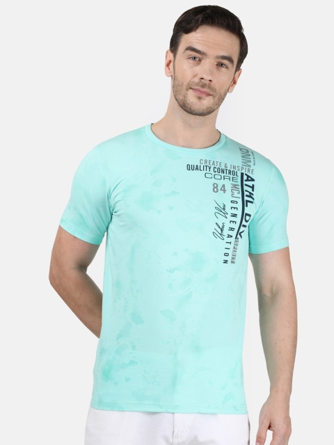 Monte Carlo Men Blue Typography Printed Cotton Blend T-shirt