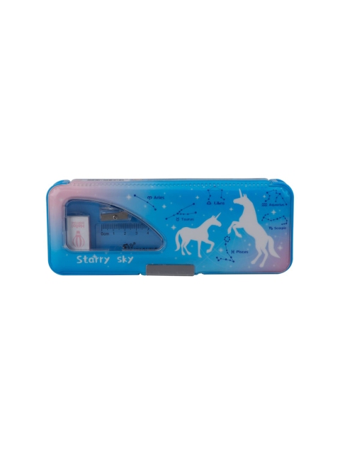 QIPS Kids Blue & White Printed Magnetic Pencil Box