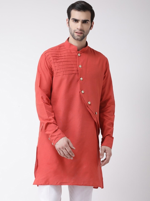 SG LEMAN Men Red Cotton Kurta