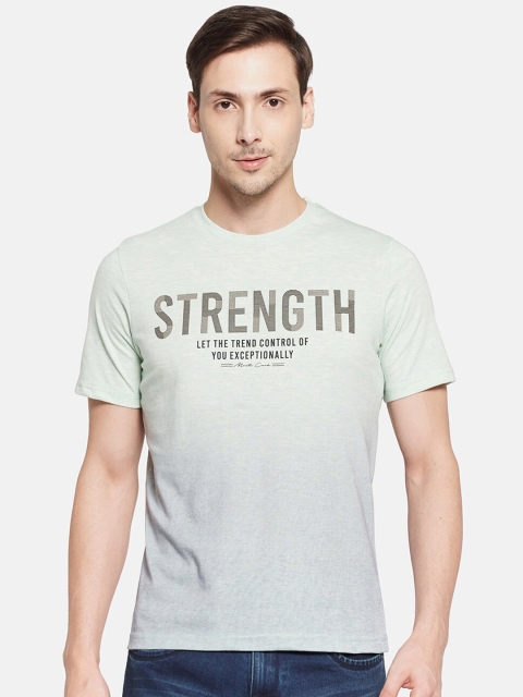 Monte Carlo Men Grey Typography Printed Slim Fit Cotton Blend T-shirt