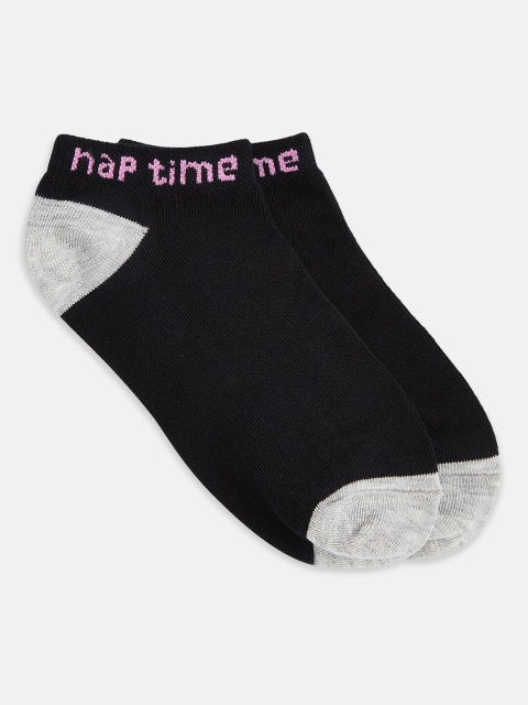Honey by Pantaloons Women Black & Grey Colourblocked Ankle-Length Socks