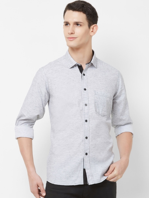 EVOQ Men Grey Printed Casual Shirt