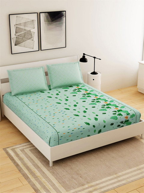 Salona Bichona Green Floral 144 TC Cotton Queen Bedsheet with 2 Pillow Covers
Salona Bichona Green Floral 144 TC Cotton Queen Bedsheet with 2 Pillow Covers