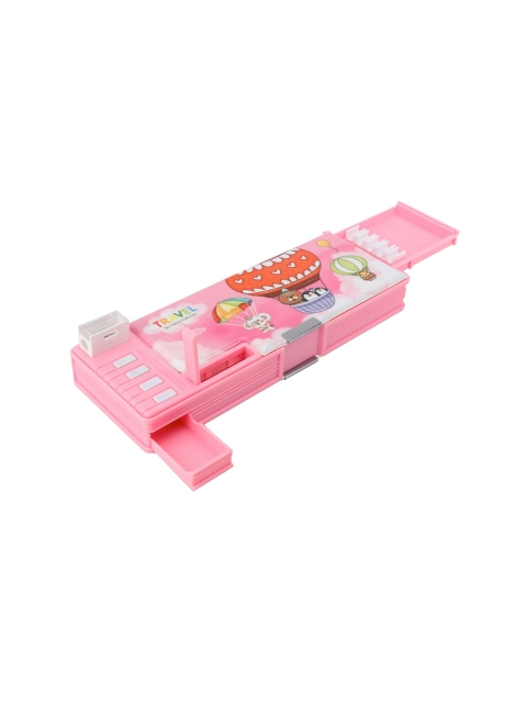 QIPS Girls Pink Printed Magnetic Pencil Box