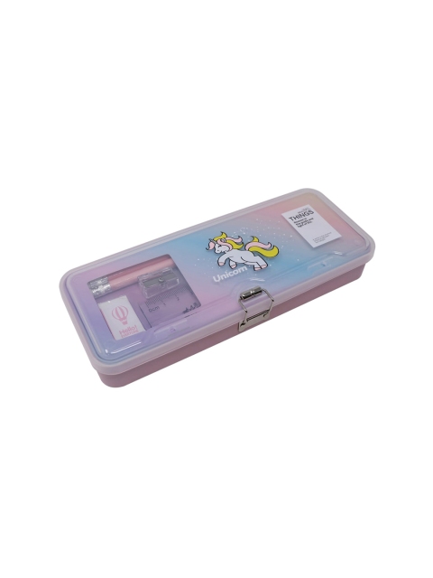 QIPS Girls Pink & Blue Unicorn Printed Pencil Box
