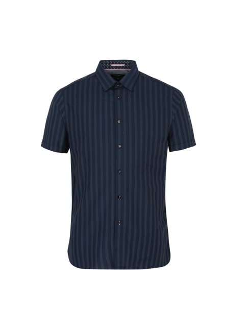 Ted Baker Men Navy Blue Striped Casual Shirt