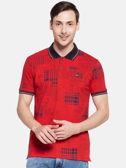 Monte Carlo Men Red Printed Polo Collar T-shirt