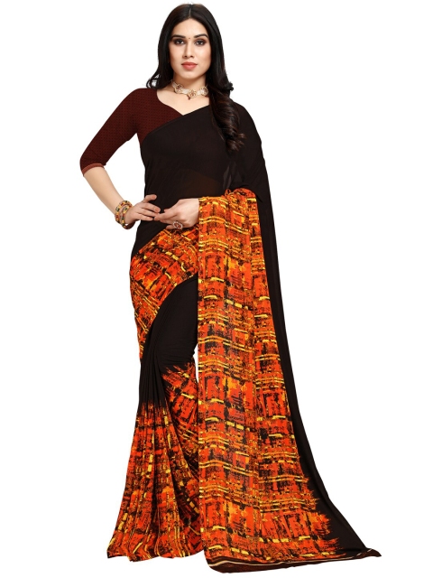 KALINI Yellow & Orange Floral Pack of 3 Saree