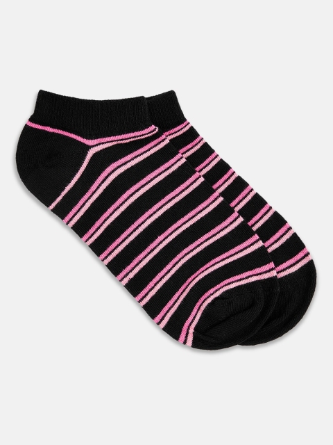 Honey by Pantaloons Women Black Striped Ankle-Length Socks