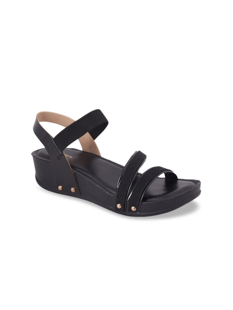 Stelatoes Women Black Solid Wedge Sandals