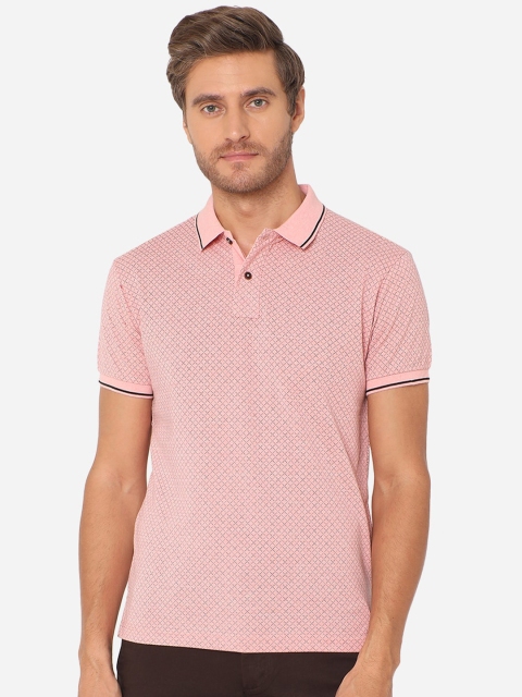 Greenfibre Men Pink Polo Collar Slim Fit T-shirt