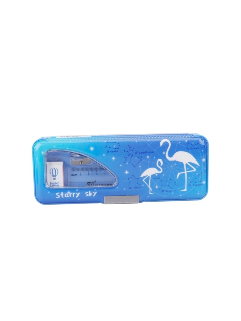 QIPS Boys Blue & White Printed Magnetic Pencil Box
