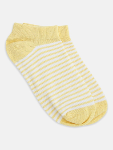 Honey by Pantaloons Women Yellow & White Striped Ankle-Length Socks
