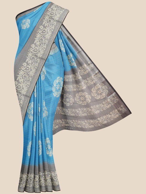 KLM Fashion Mall Blue Ethnic Motifs Silk Blend Saree