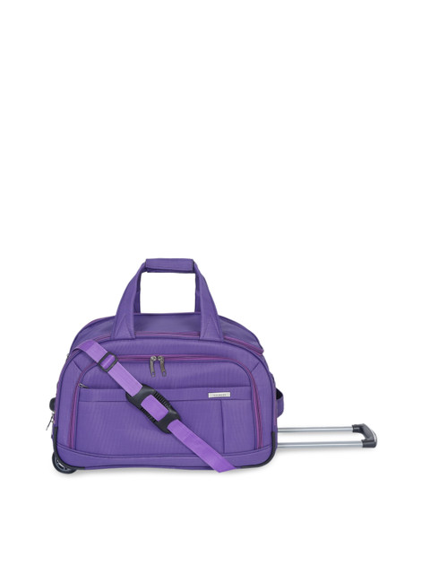 Teakwood Leathers Purple Solid Soft-Sided Cabin Duffel Trolley Bag 
Teakwood Leathers Purple Solid Soft-Sided Cabin Duffel Trolley Bag