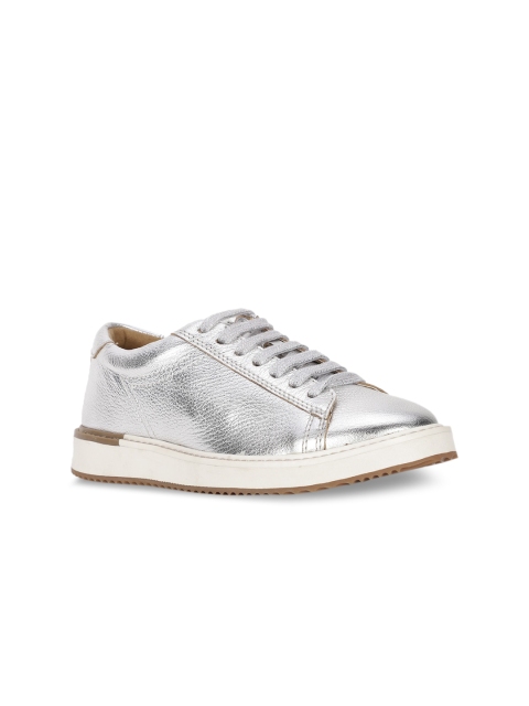 Hush Puppies Women Silver Leather Sneakers