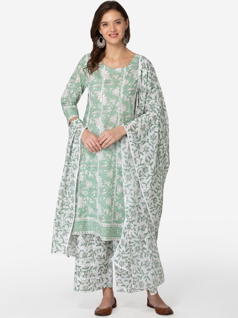 TARA-C-TARA Women Green & White Pure Cotton Printed A-Line Kurta & Palazzo With Dupatta
TARA-C-TARA Women Green & White Pure Cotton Printed A-Line Kurta & Palazzo With Dupatta