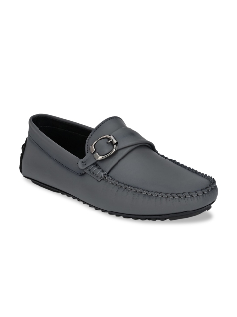Alberto Torresi Men Grey Buckle Detailed Driving Shoes
