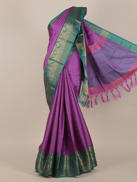 Pothys Violet & Teal Ethnic Motifs Zari Saree