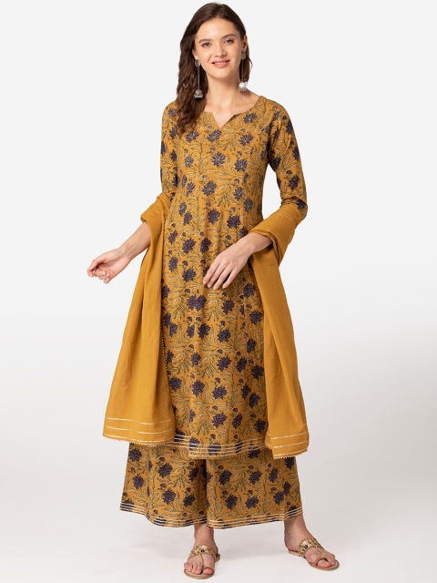 TARA-C-TARA Women Yellow Pure Cotton Floral Printed A-Line Kurta & Palazzos With Dupatta
TARA-C-TARA Women Yellow Pure Cotton Floral Printed A-Line Kurta & Palazzos With Dupatta