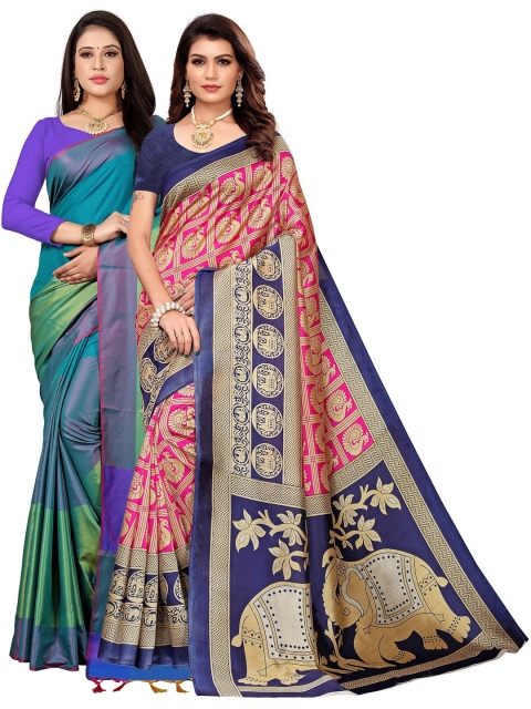 KALINI Multi Pack of 2 Printed Art Silk Saree