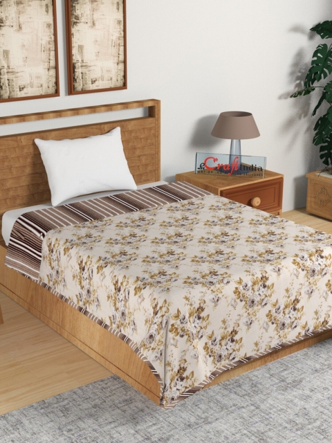 eCraftIndia Yellow & Brown AC Room 150 GSM Single Bed Dohar