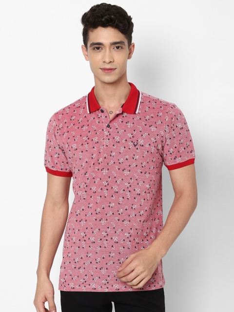 Allen Solly Men Pink Floral Printed Polo Collar T-shirt