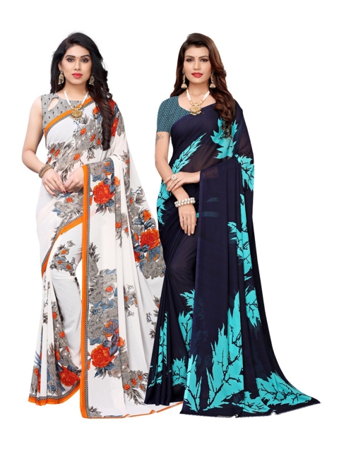KALINI Multicoloured Pack of 2 Georgette Floral Saree, Multi