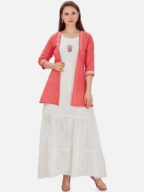 Kiana Women White Maxi Dress with Jacket