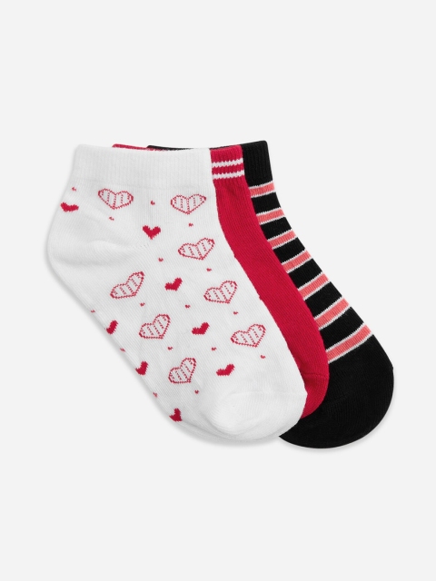 Pantaloons Junior Girls Pack Of 3 Assorted Ankle-Length Socks