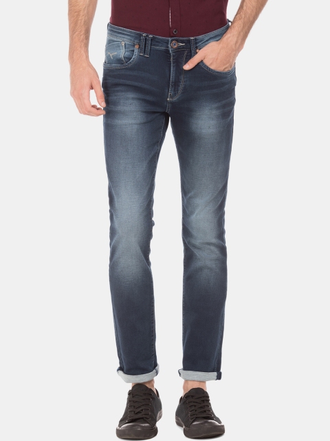 Flying Machine Men Blue Slim Fit Low Distress Heavy Fade Jeans