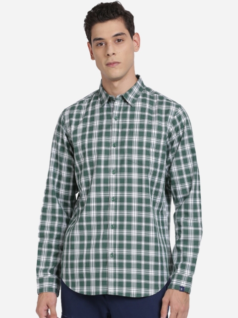 Breakbounce Men Green Slim Fit Tartan Checked Casual Shirt