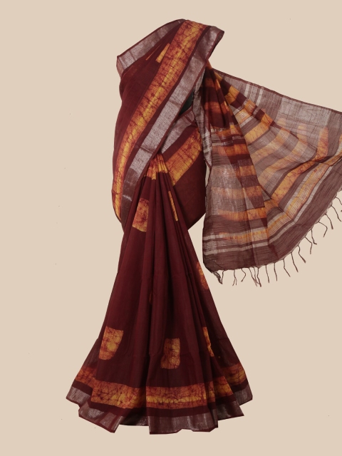 Pothys Maroon & Yellow Zari Jute Cotton Saree
