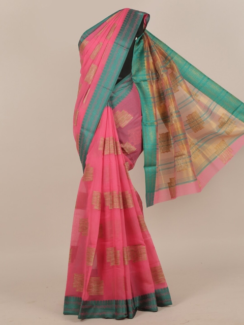 Pothys Pink & Sea Green Zari Saree