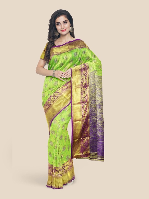 Kalamandir Green Woven Design Kanjeevaram Saree