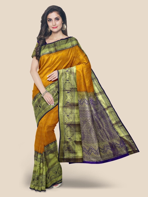 KLM Fashion Mall Mustard Yellow & Blue Ethnic Motifs Zari Silk Blend Kanjeevaram Saree
KLM Fashion Mall Mustard Yellow & Blue Ethnic Motifs Zari Silk Blend Kanjeevaram Saree
