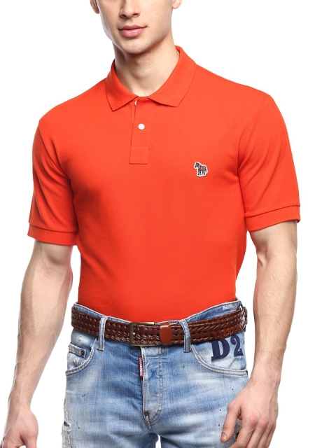 PS By Paul Smith Men Orange Polo Collar T-shirt