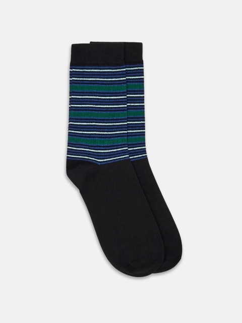 RICHARD PARKER by Pantaloons Men Black & Green Striped Above Ankle-Length Socks