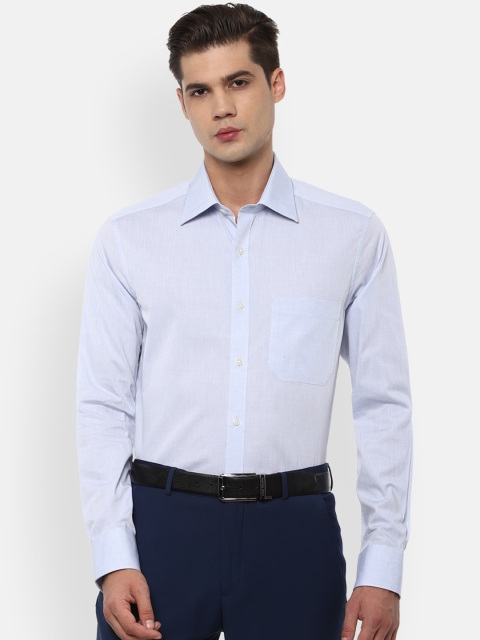 Louis Philippe Men Blue Pure Cotton Solid Regular Fit Formal Shirt
